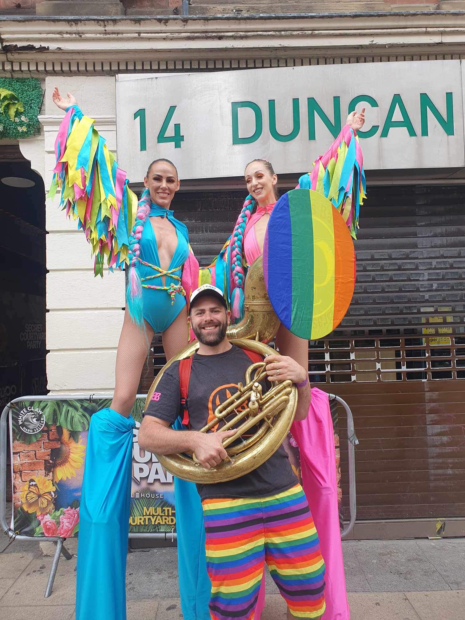Bare Brass Band playing at Leeds Pride.